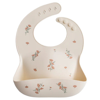 Babador De Silicone Infantil Mushie Pink Flowers