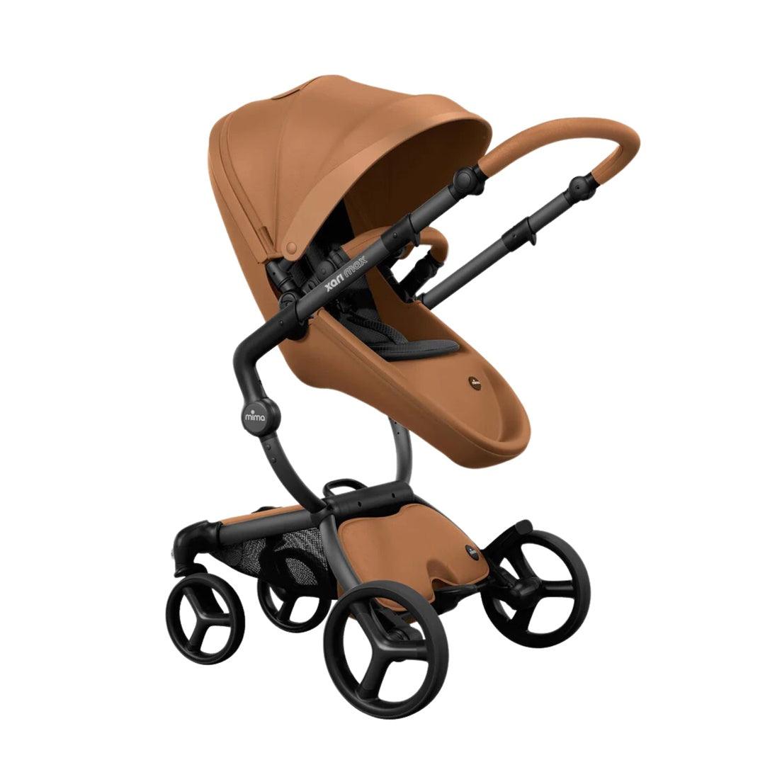 Carrinho de Bebê Mima Xari Max Caramelo Com Estrutura e Assento Preto - Mima Babytunes