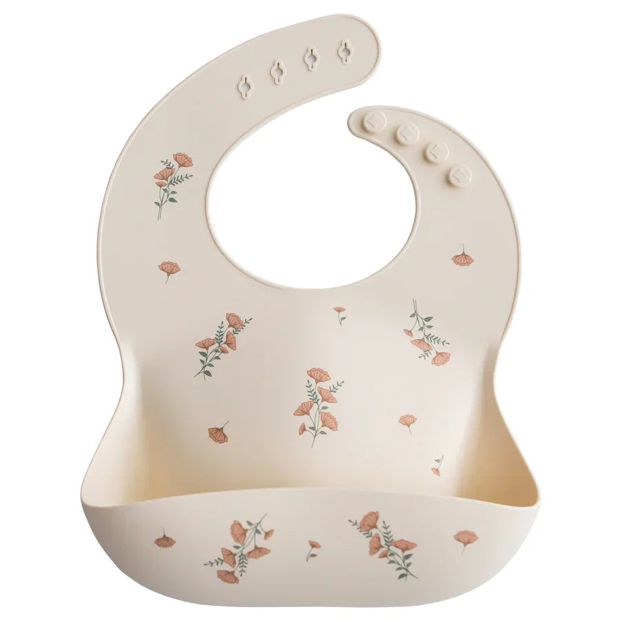 Babador De Silicone Infantil Mushie Flowers