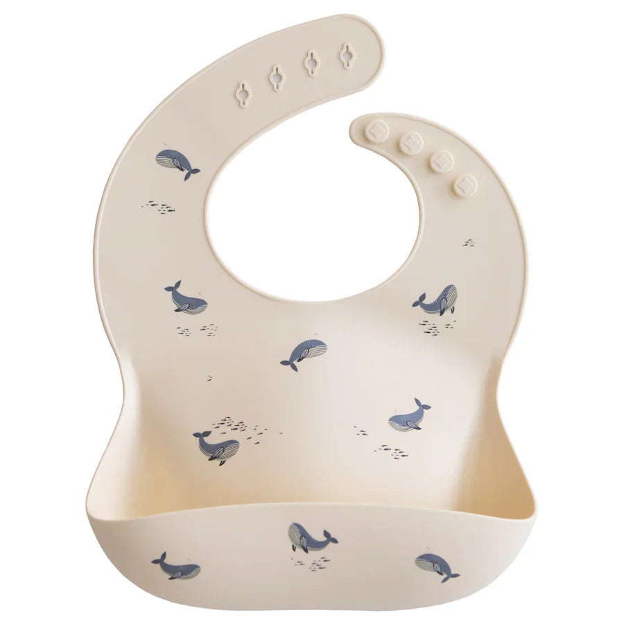 Babador De Silicone Infantil Mushie Whales